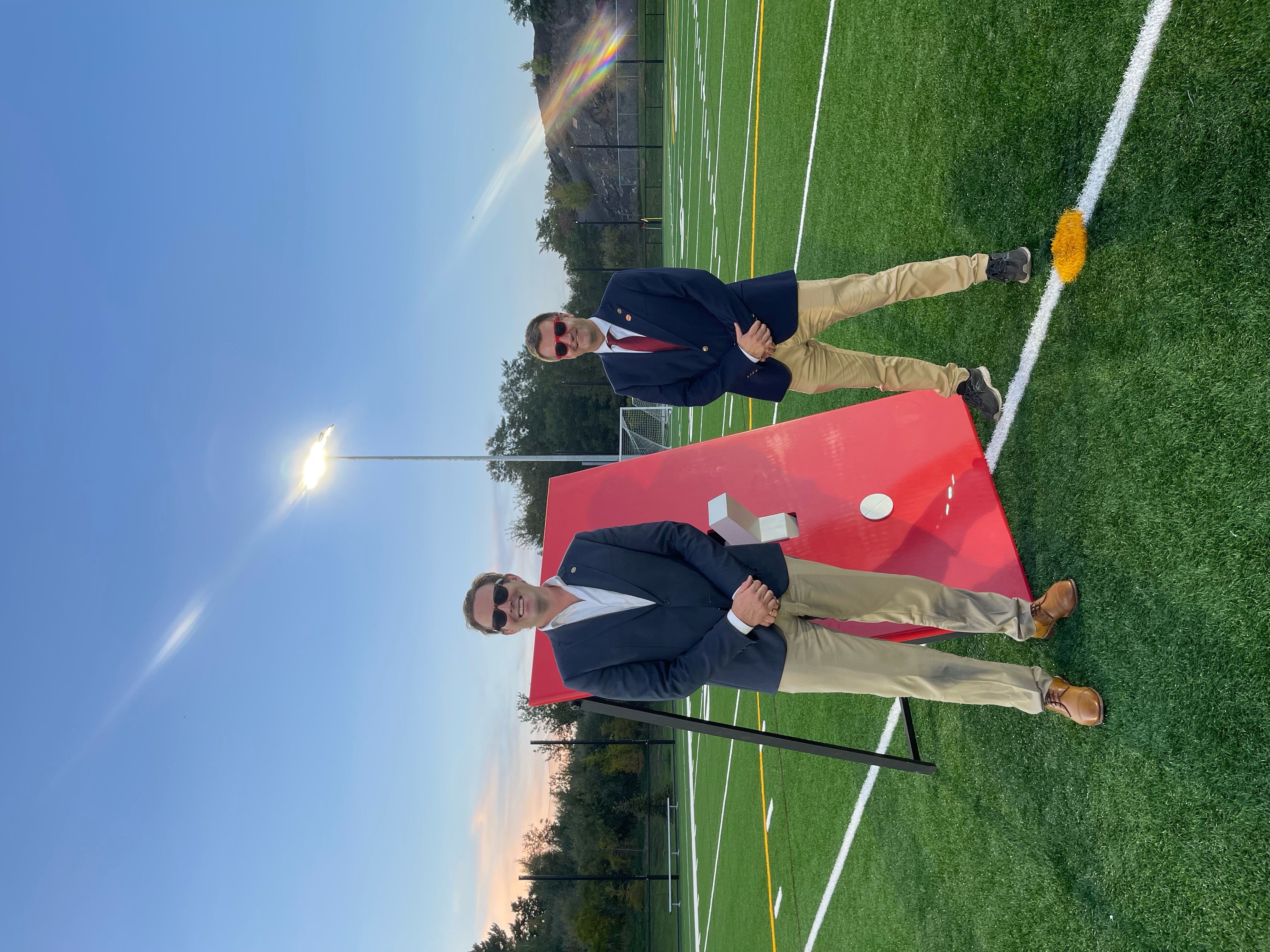 Mayor McEachern and Councilor Blalock at Athletic Field Lighting Ceremony - wearing their sunglasses